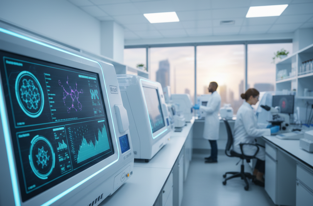 Friendly nurse taking sample at patient's home